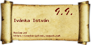 Ivánka István névjegykártya